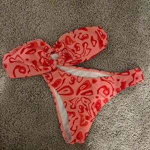 Red and Pink Swirl Bikini